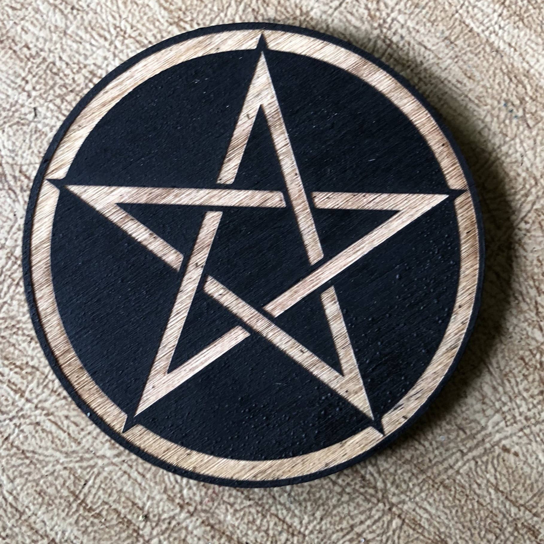Pentagram / Pentacle Engraved Wooden Magnet - Tree Of Life Shoppe