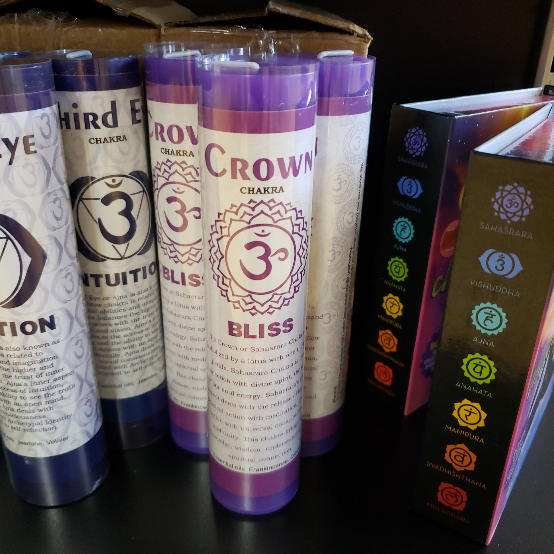 Chakra Scented Pillar Candles- Crown 7" - Tree Of Life Shoppe