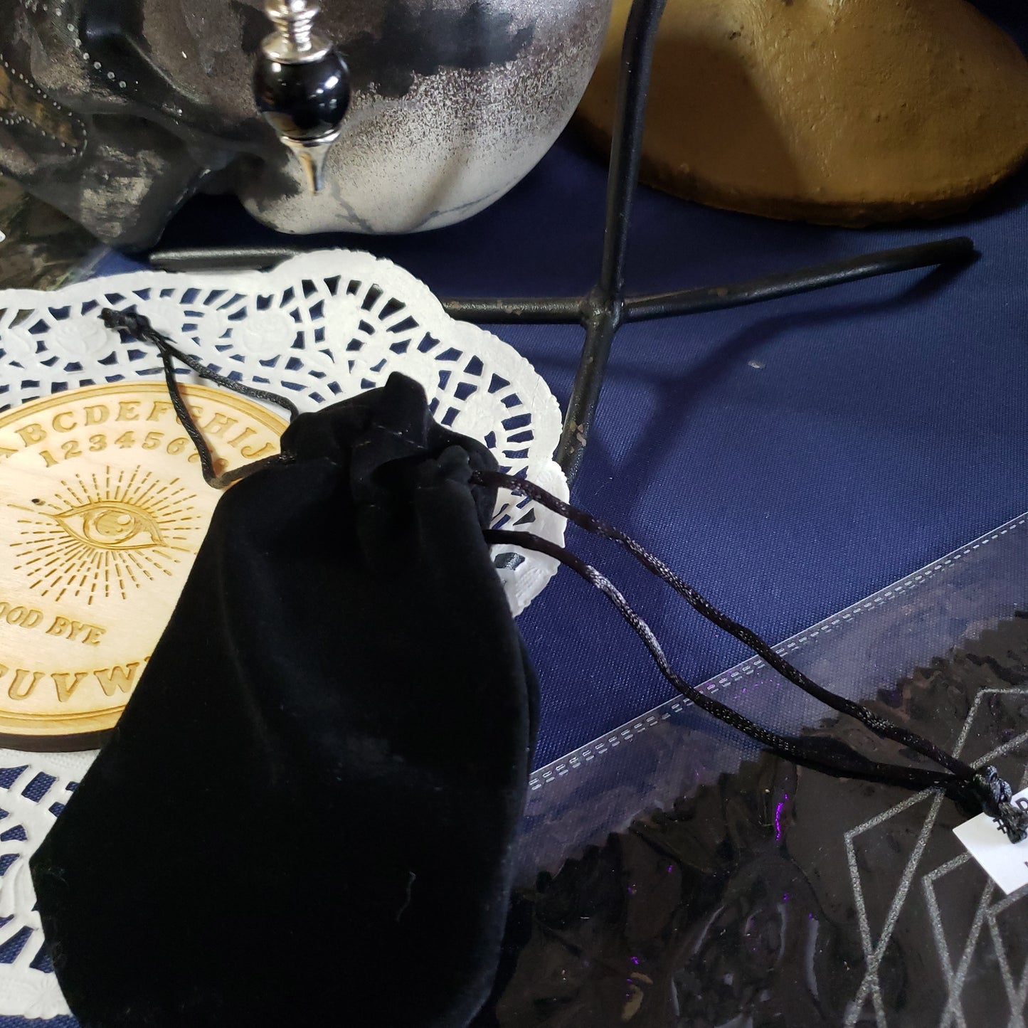 Black Velvet Pendulum Pouch with drawstring - Tree Of Life Shoppe