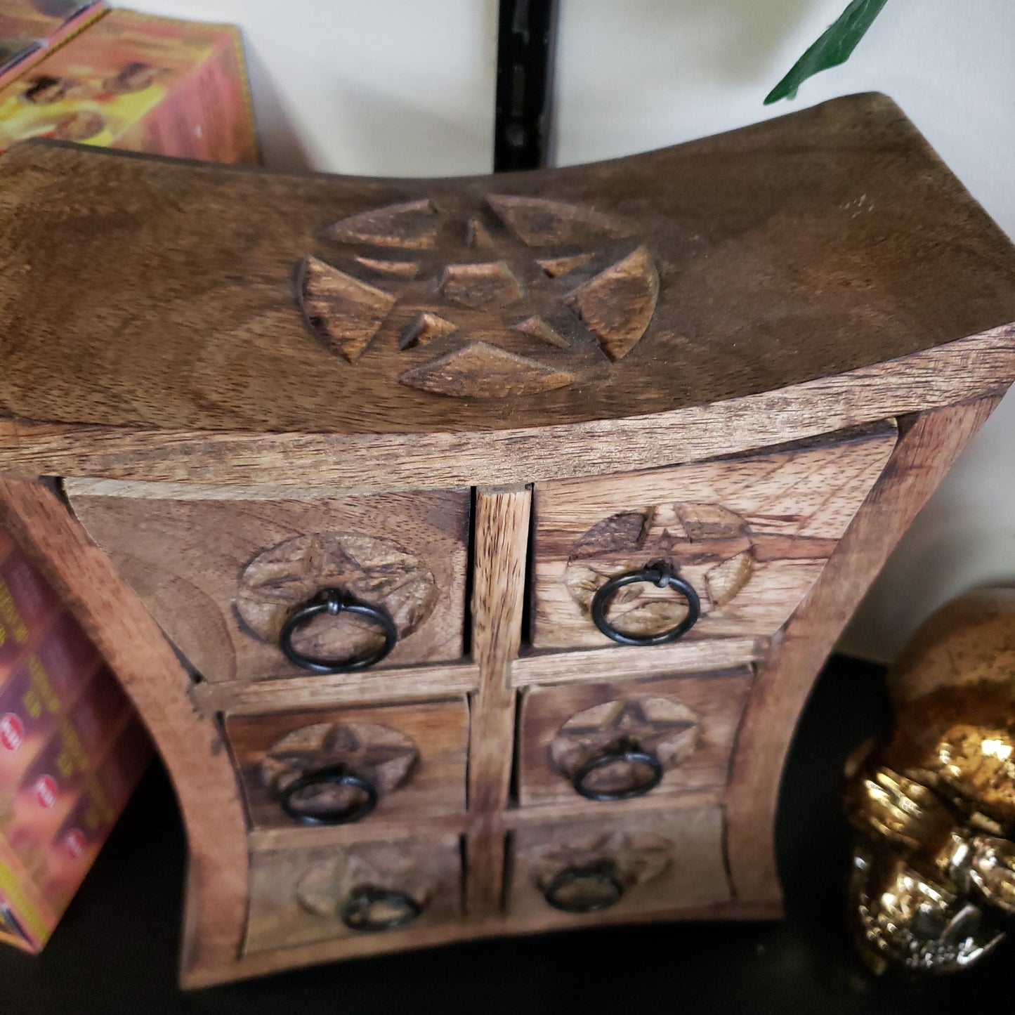 Wooden Storage Almirah Curved Pentacle - Tree Of Life Shoppe