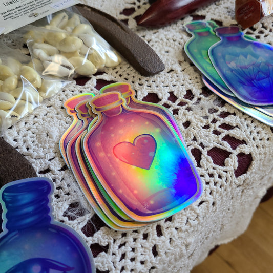 Holographic Sticker: Love Potion, 2.3x4 inch
