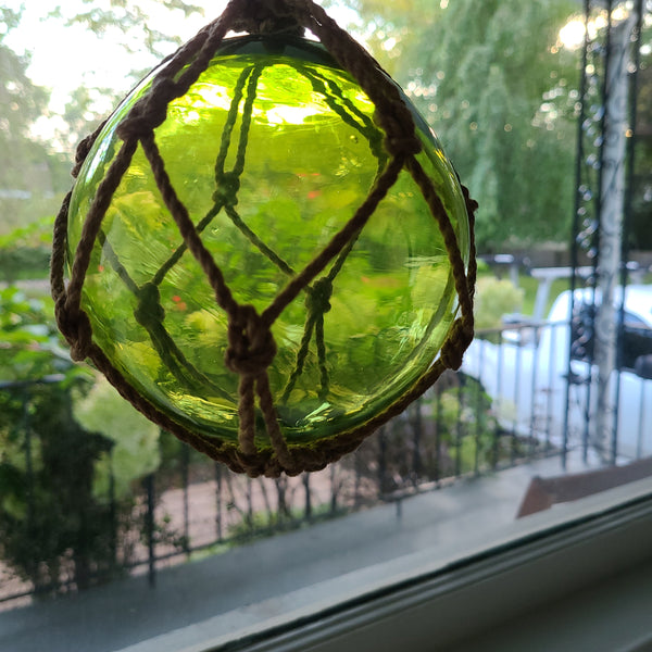 Blown Glass Float 5 inches with Jute Cord / Witch Ball