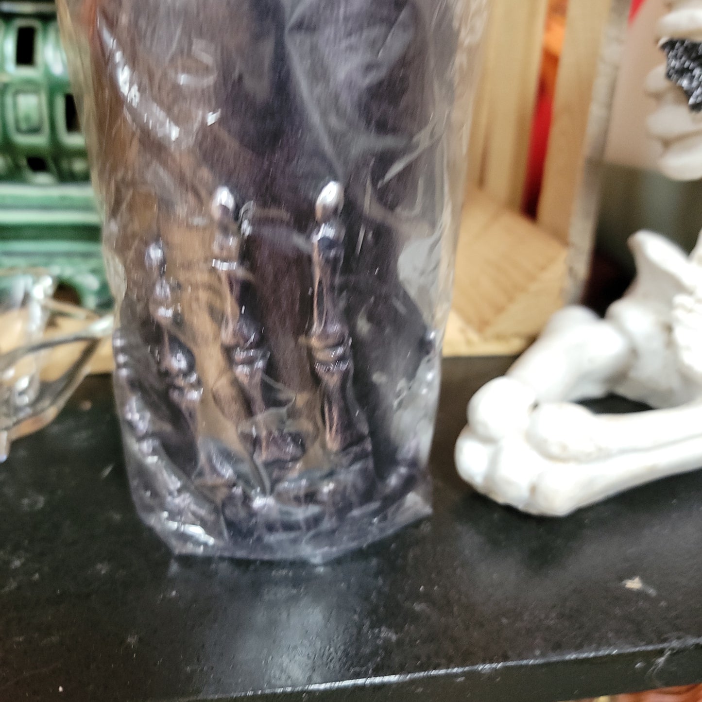 Tall Sculpted Skelly Hand Pillar Candles
