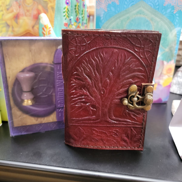 Tree of Life leather blank book w/ latch 3 1/2 by 5”