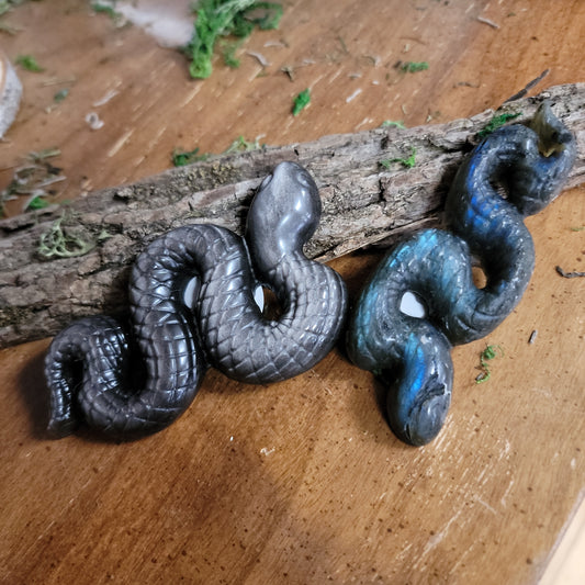 Carved Gemstone Crystal Snakes