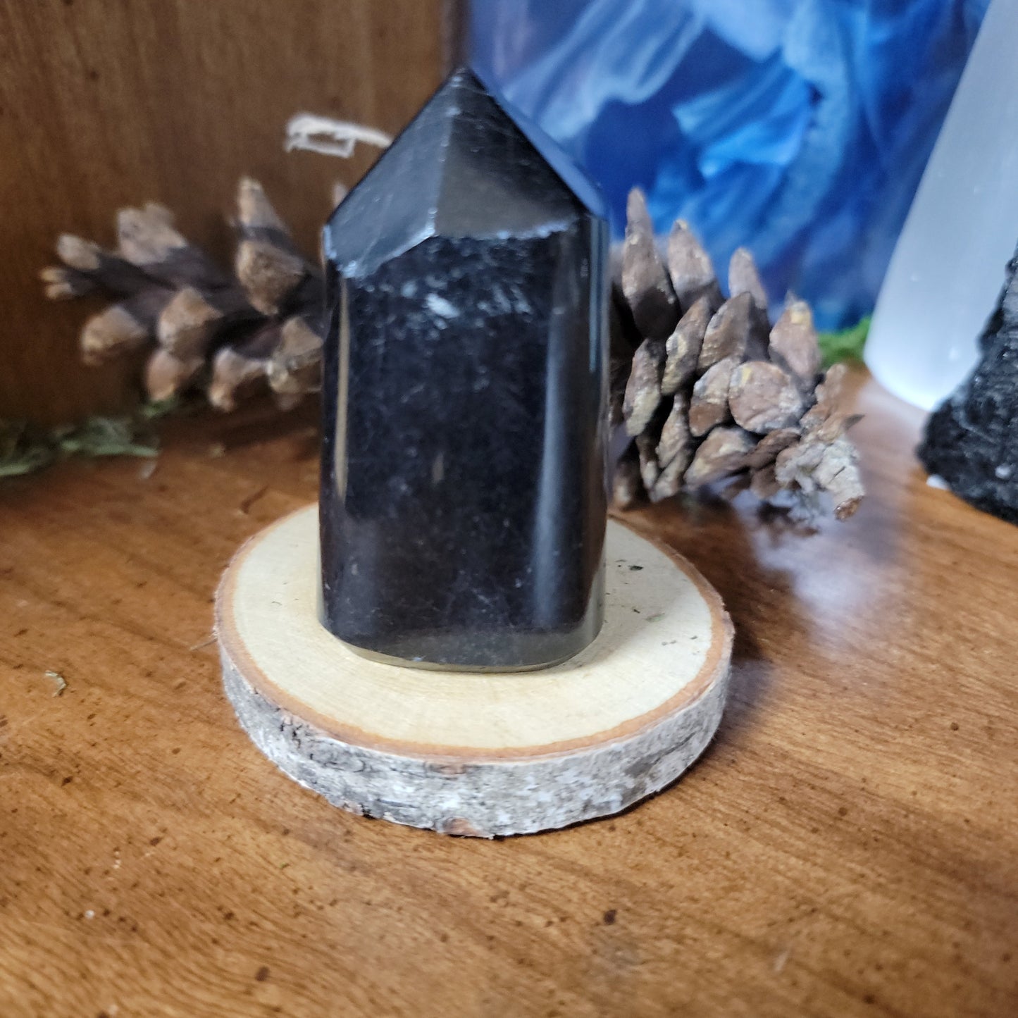 Natural Black Tourmaline Tower / Point Polished