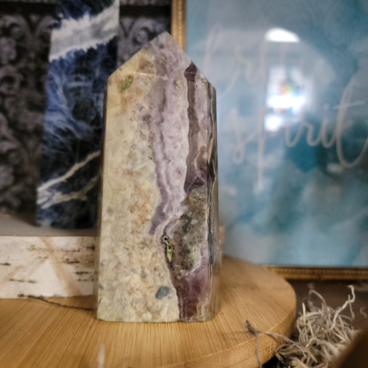 Mavelous Silky Fluorite Tower, Large 4 1/2 inches