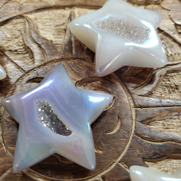 Angel Aura Druzy Agate Puffy Stars