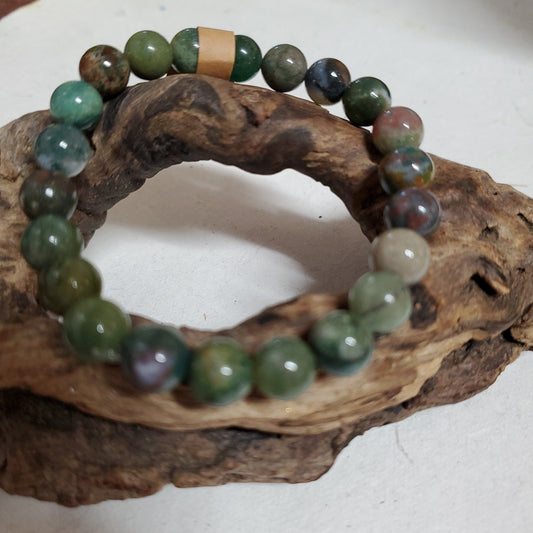 8mm Mixed Indian Agate  - Bead Bracelet
