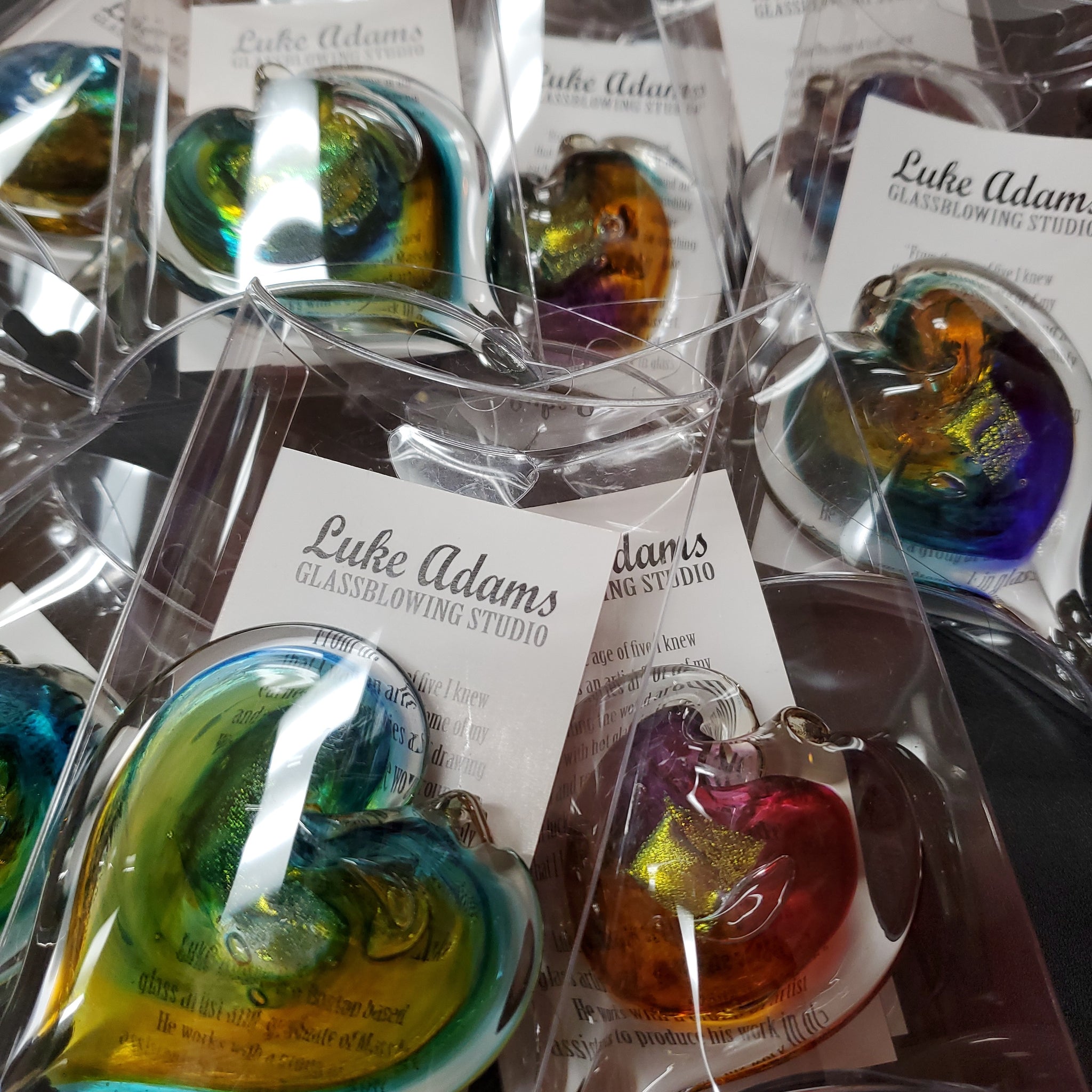 Blown Glass Small Heart by Luke Adams 3" - Suncatcher