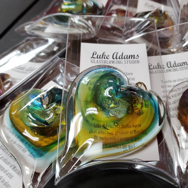 Blown Glass Small Heart by Luke Adams 3" - Suncatcher