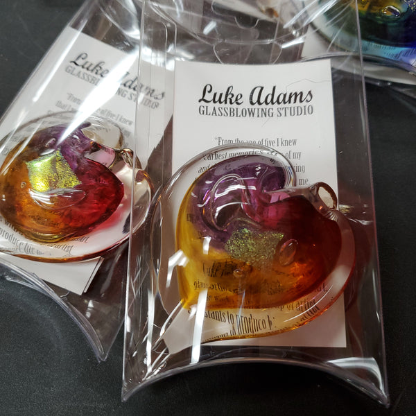 Blown Glass Small Heart by Luke Adams 3" - Suncatcher