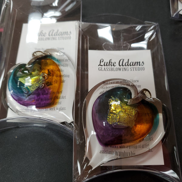 Blown Glass Small Heart by Luke Adams 3" - Suncatcher