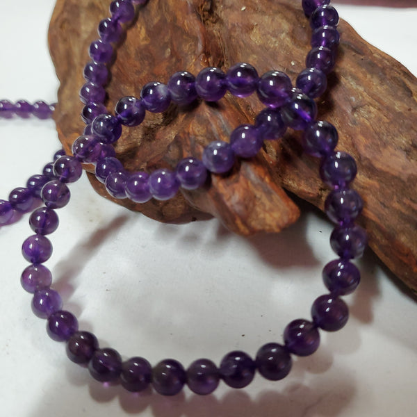 Amethyst - Bead Bracelet  4mm