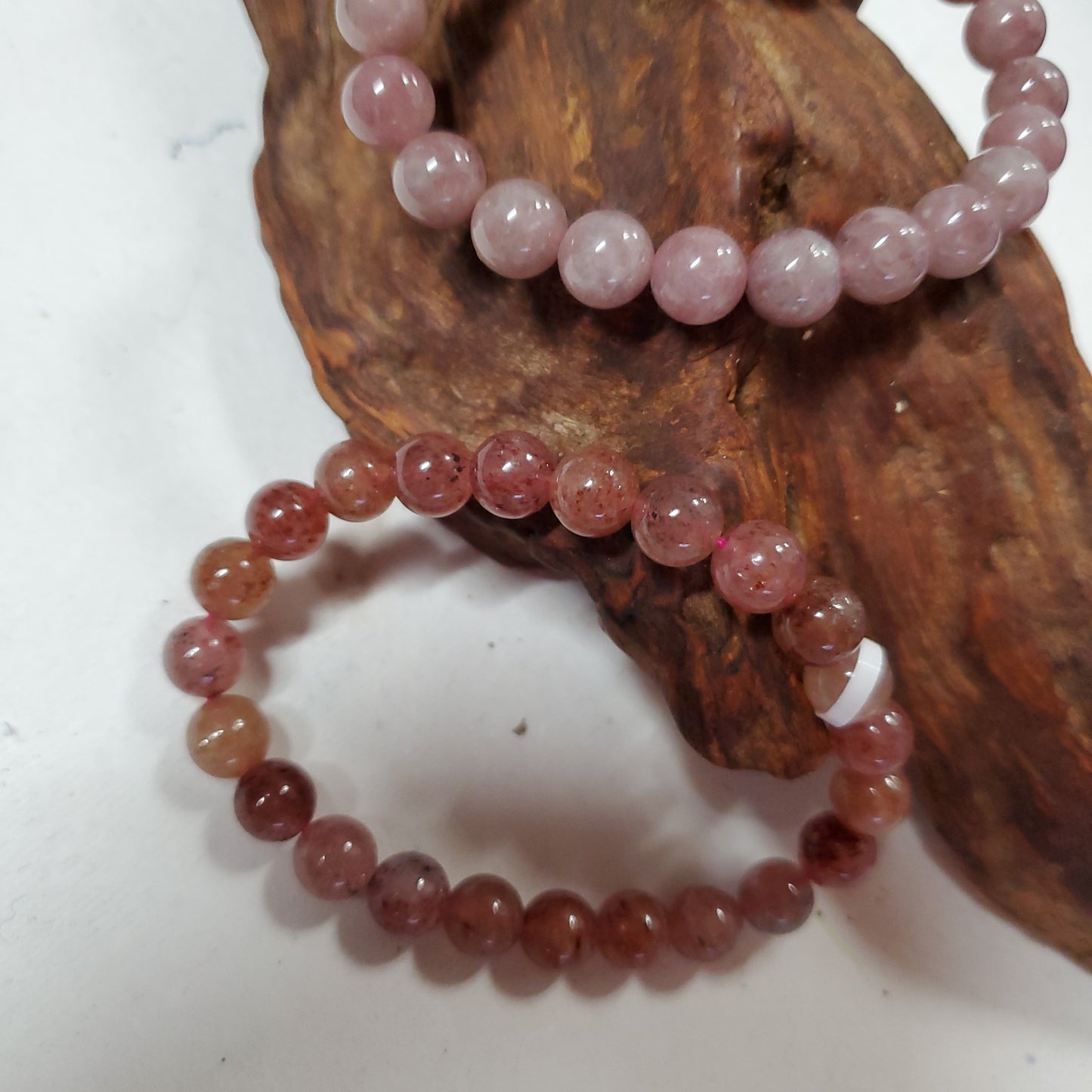 Strawberry Quartz - Bead Bracelet 8 mm