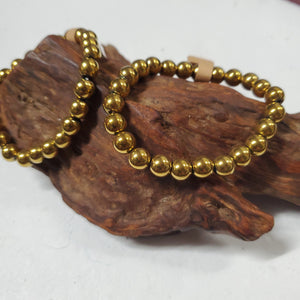8mm Gold Plated Hematite - Bead Bracelet