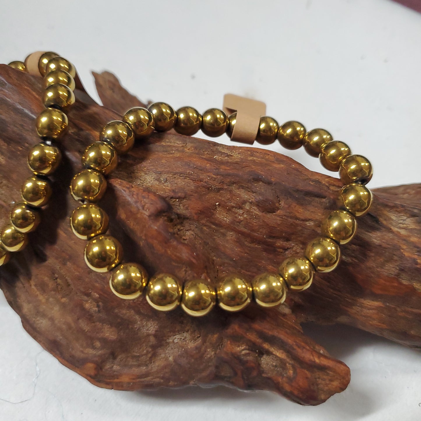 8mm Gold Plated Hematite - Bead Bracelet