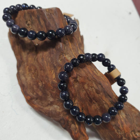 Blue Goldstone - Bead Bracelet 8mm