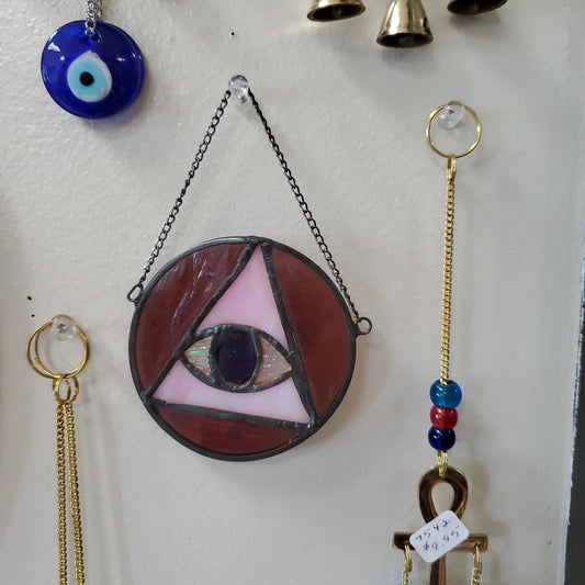 Third Eye / Evil Eye Stainglass Window Charm / Wall Hanging 3”