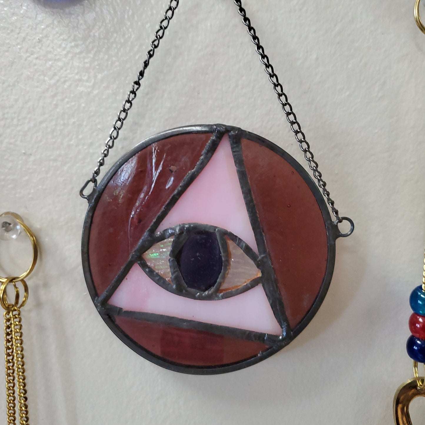 Third Eye / Evil Eye Stainglass Window Charm / Wall Hanging 3”