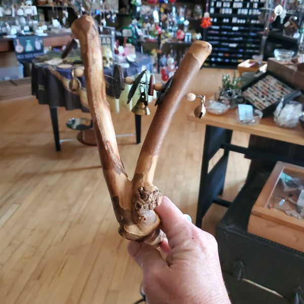 Wooden Y Branch Shaker / Rattle - Bone Knucle Handle