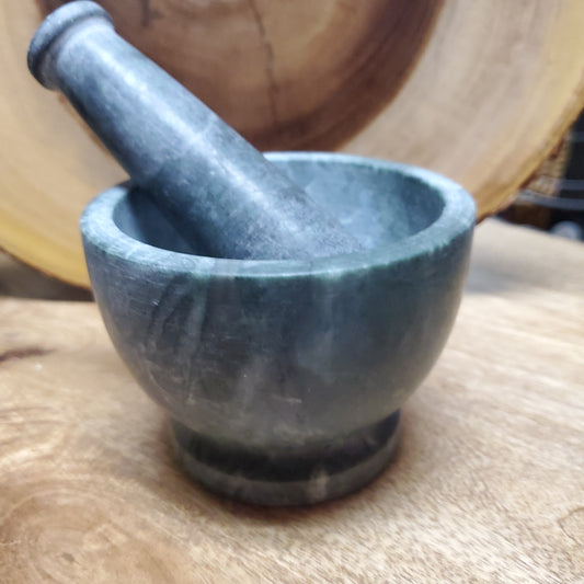 Large Green Soapstone Mortar and Pestle Set 4"