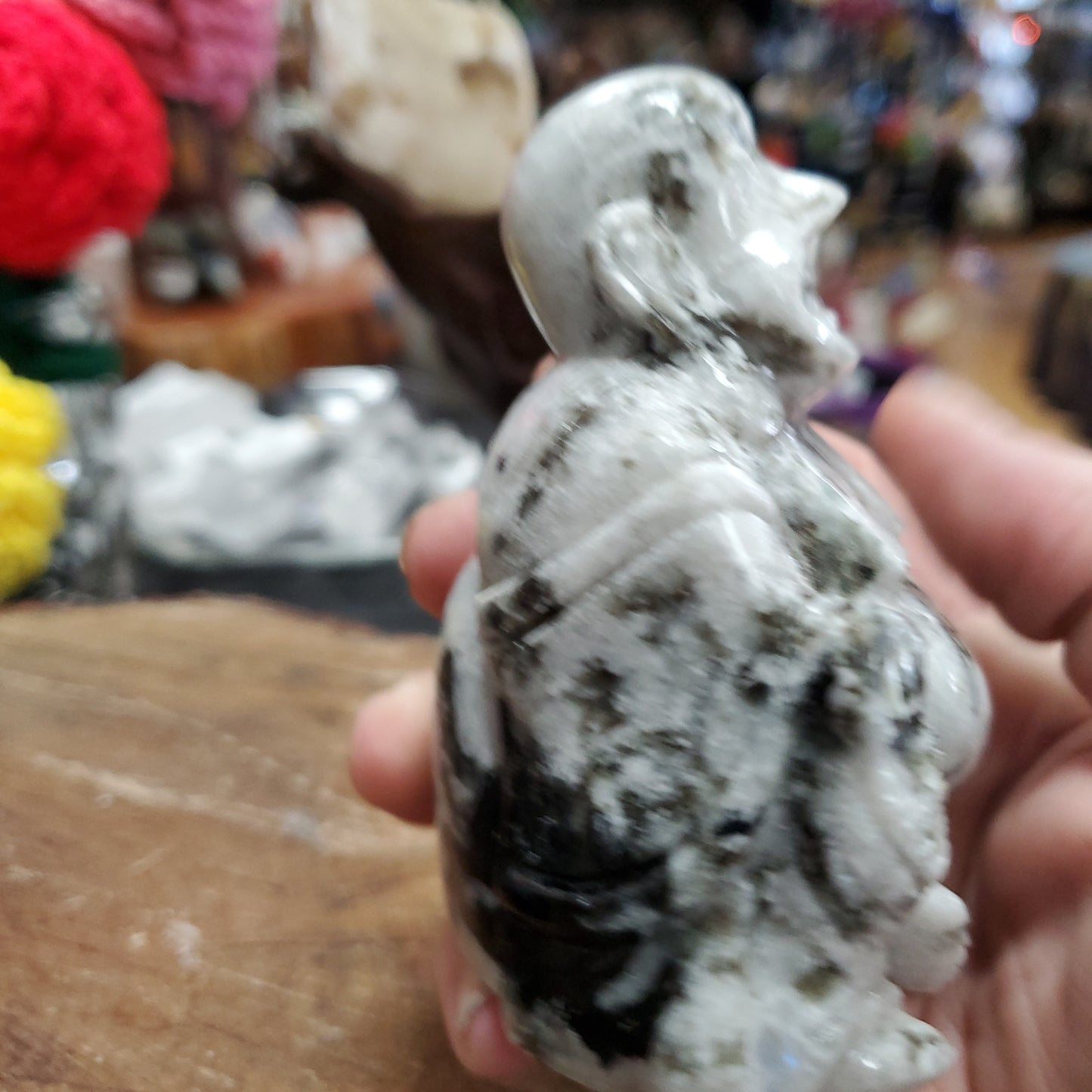 Hand Carved Buddha - Rainbow Moonstone - Collector Piece
