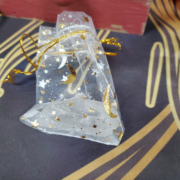 Quartz Tibetan Point with Stars and Moon Bag
