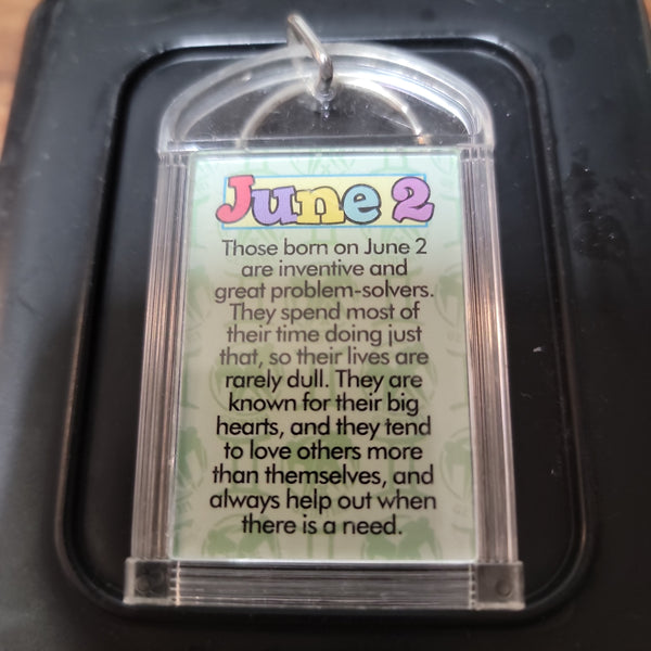 Vintage Birthday Meaning Key Chain May and June