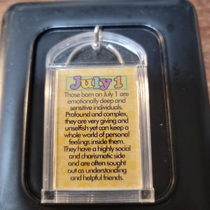 Vintage Birthday Meaning Key Chain July and August