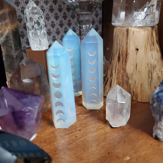 Opalite Etched Moon Phase Towers