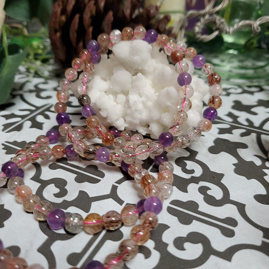 Super Seven and Rutilated Quartz - Bead Bracelet 6 mm