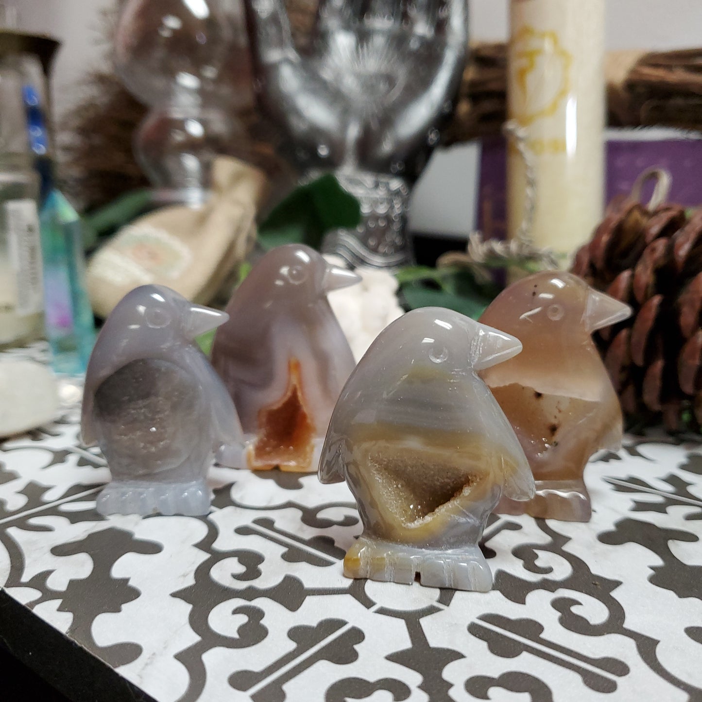 Druzy Agate Penguins