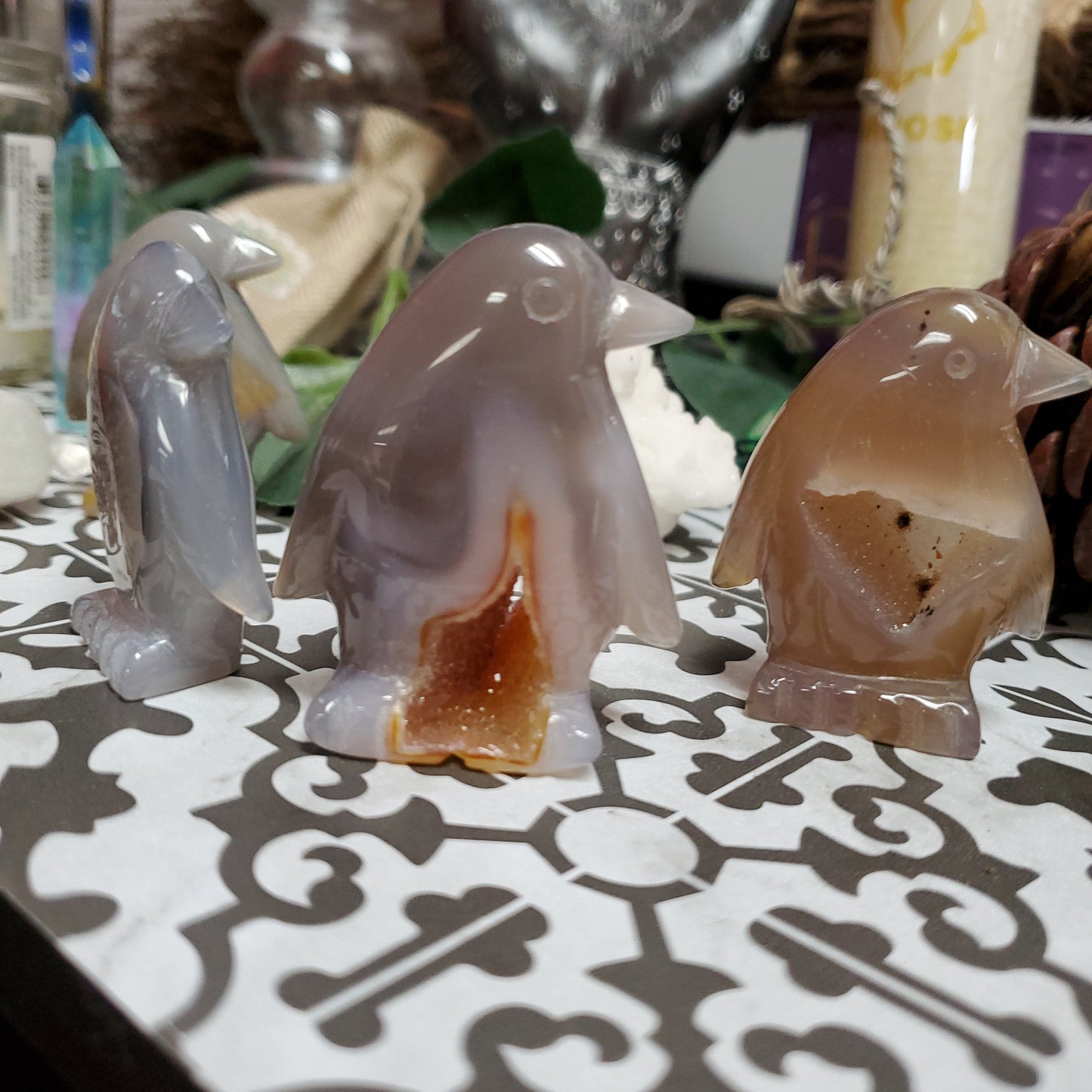 Druzy Agate Penguins