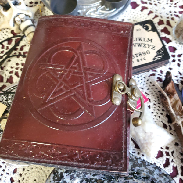 Pentagram leather blank book w/ lachet 5 x 7 (Style B)