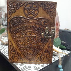 Ouija Board Planchette leather w/ latch 6 x 8"