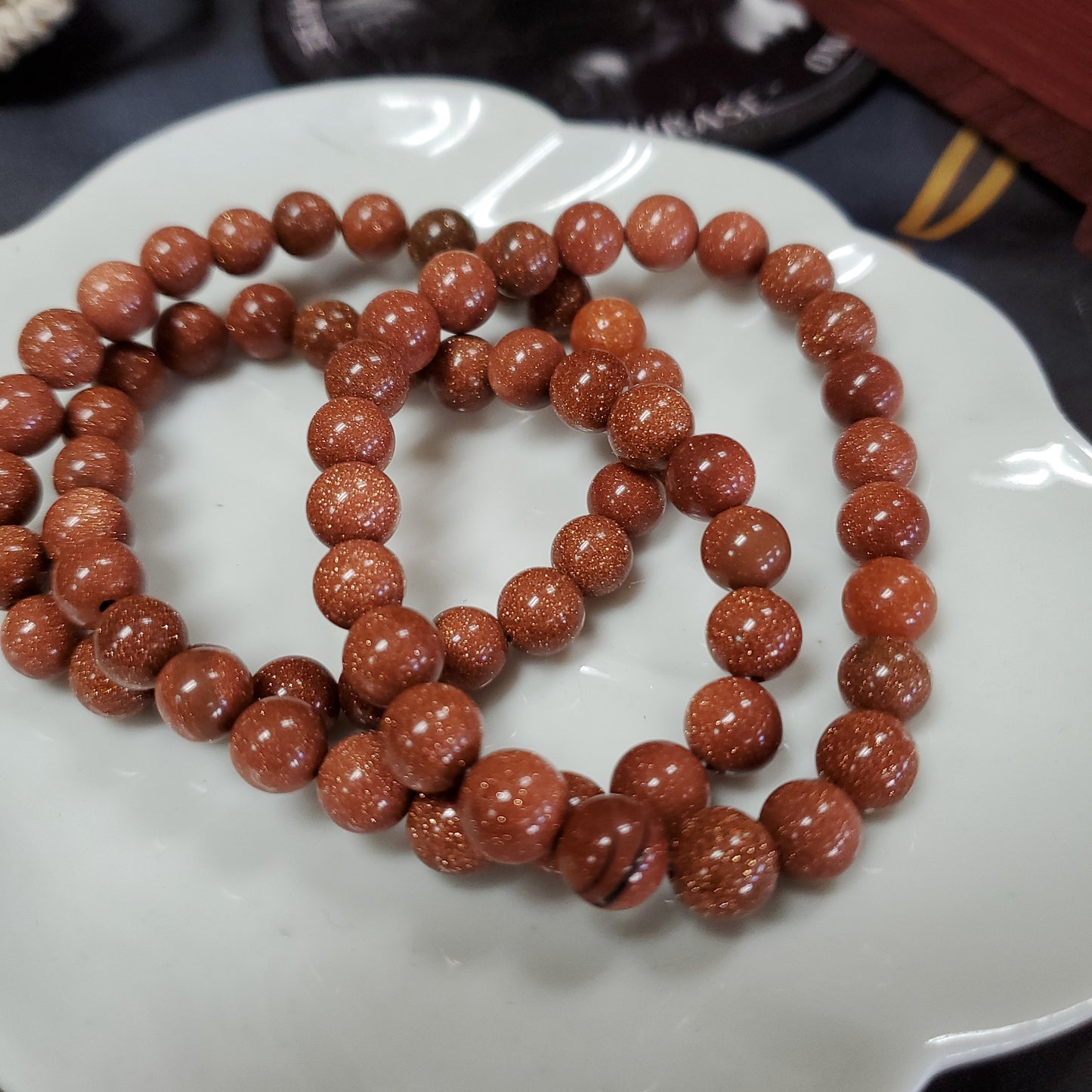 Goldstone, Red - Bed Bracelet 8mm