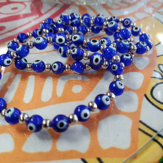 Evil Eye Lampwork  Bracelet - 6mm