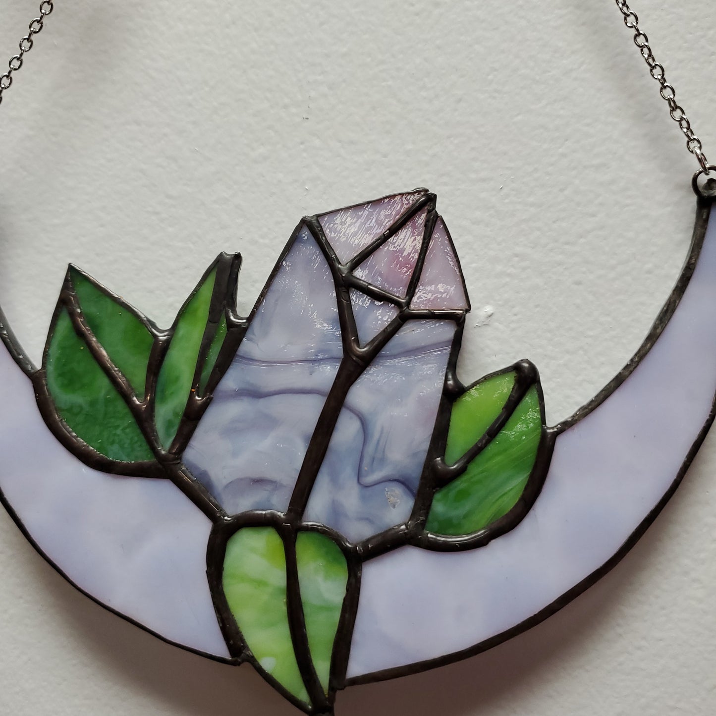 Moon and Crystal Stain Glass Hanging
