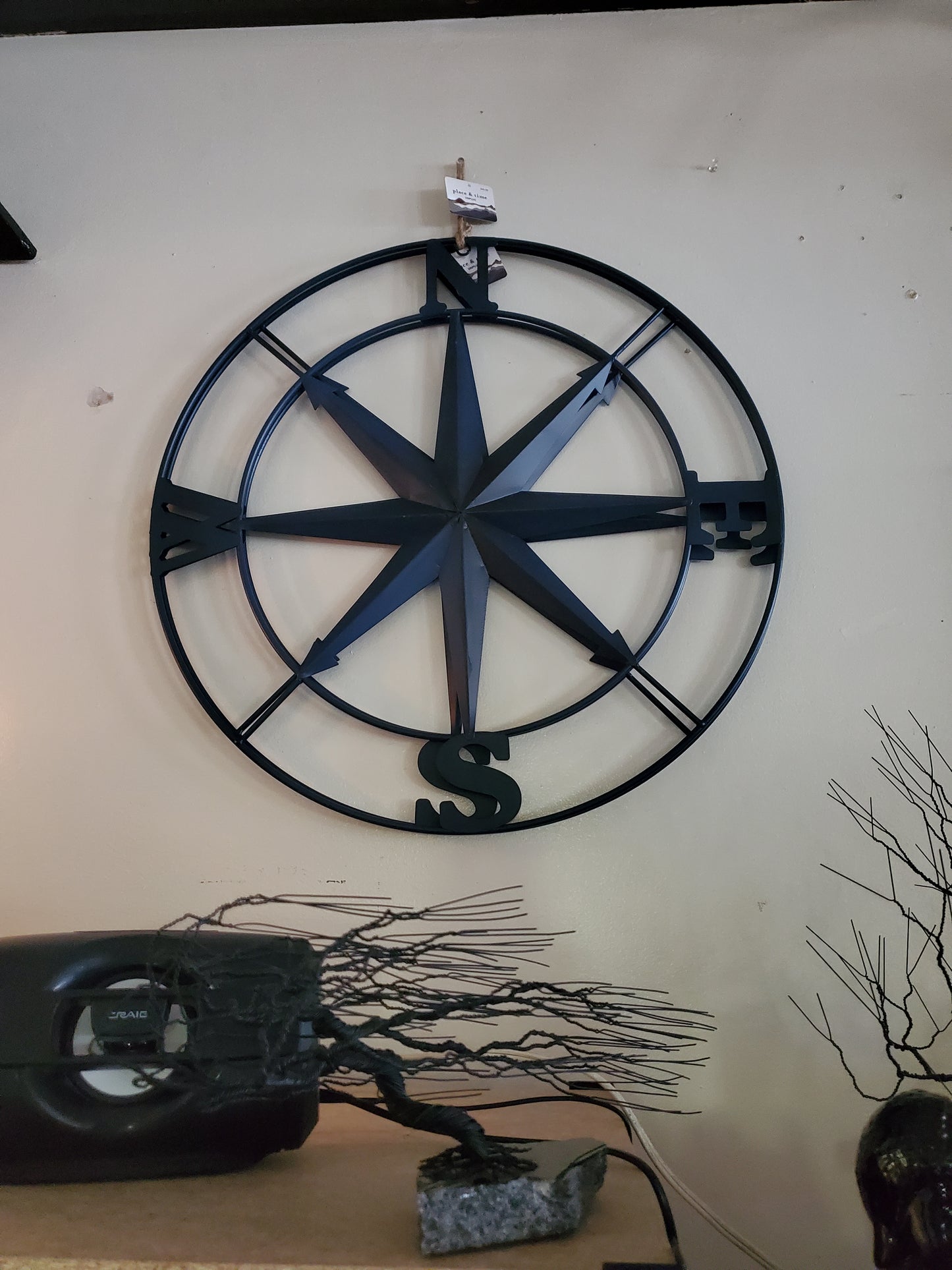Blue Metal Directional Wall Compass - 25”