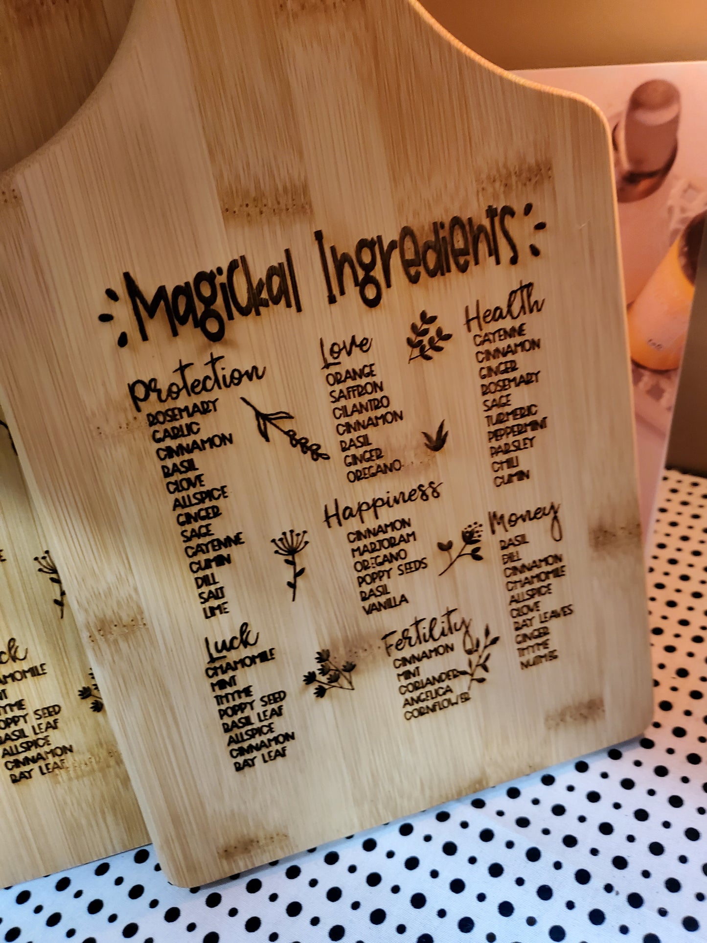 Magickal Ingredients Bamboo Cutting Board for the Kitchen Witch