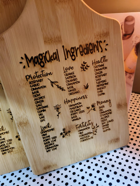 Magickal Ingredients Bamboo Cutting Board for the Kitchen Witch