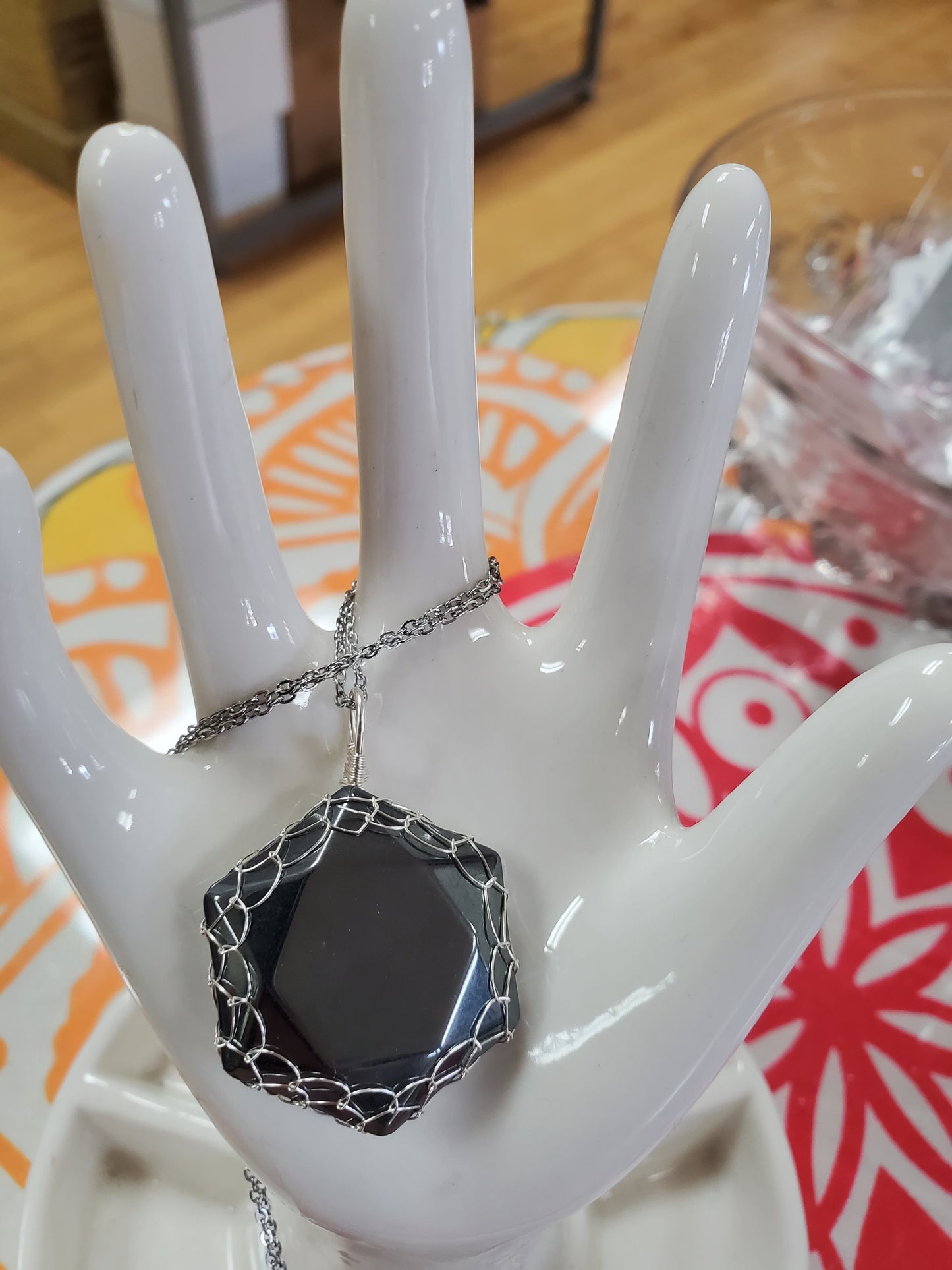 Hexagon Hand Wrapped Crystal Pendants - Varios