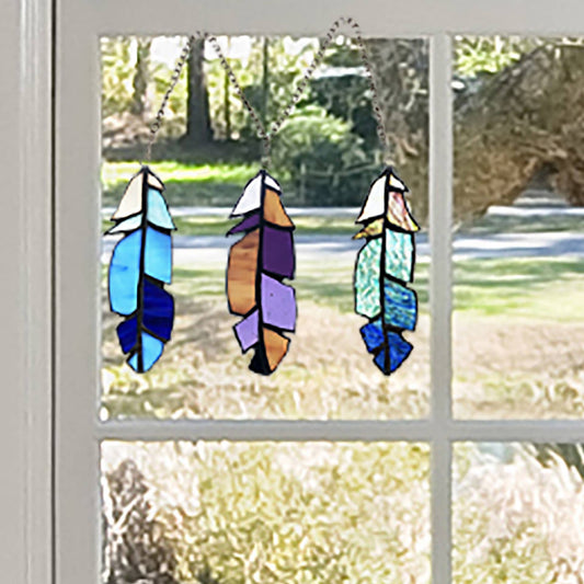 Set of 3 - 6"H Aleyna Multicolor Feather Window Panel