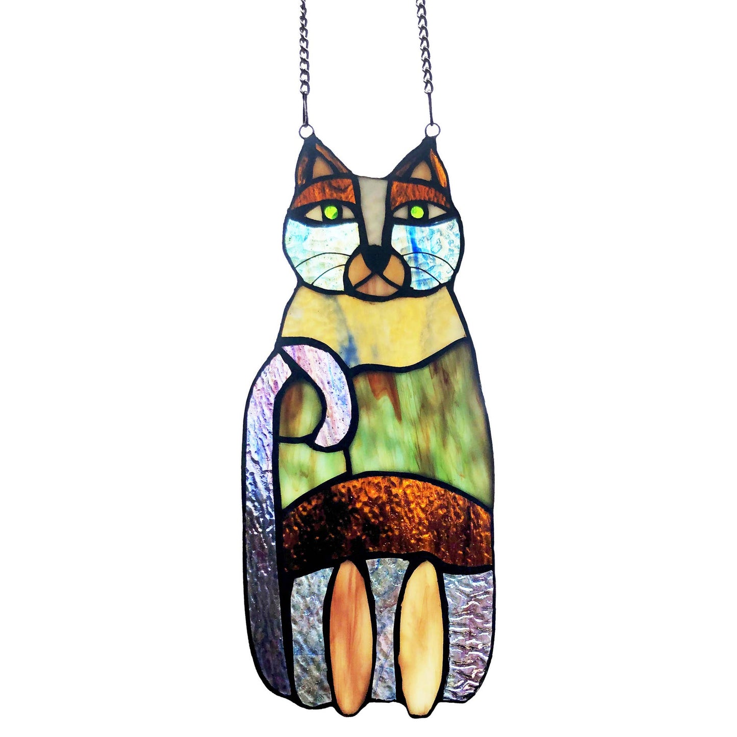 Cecile the Cat Multicolor Stainglass Window