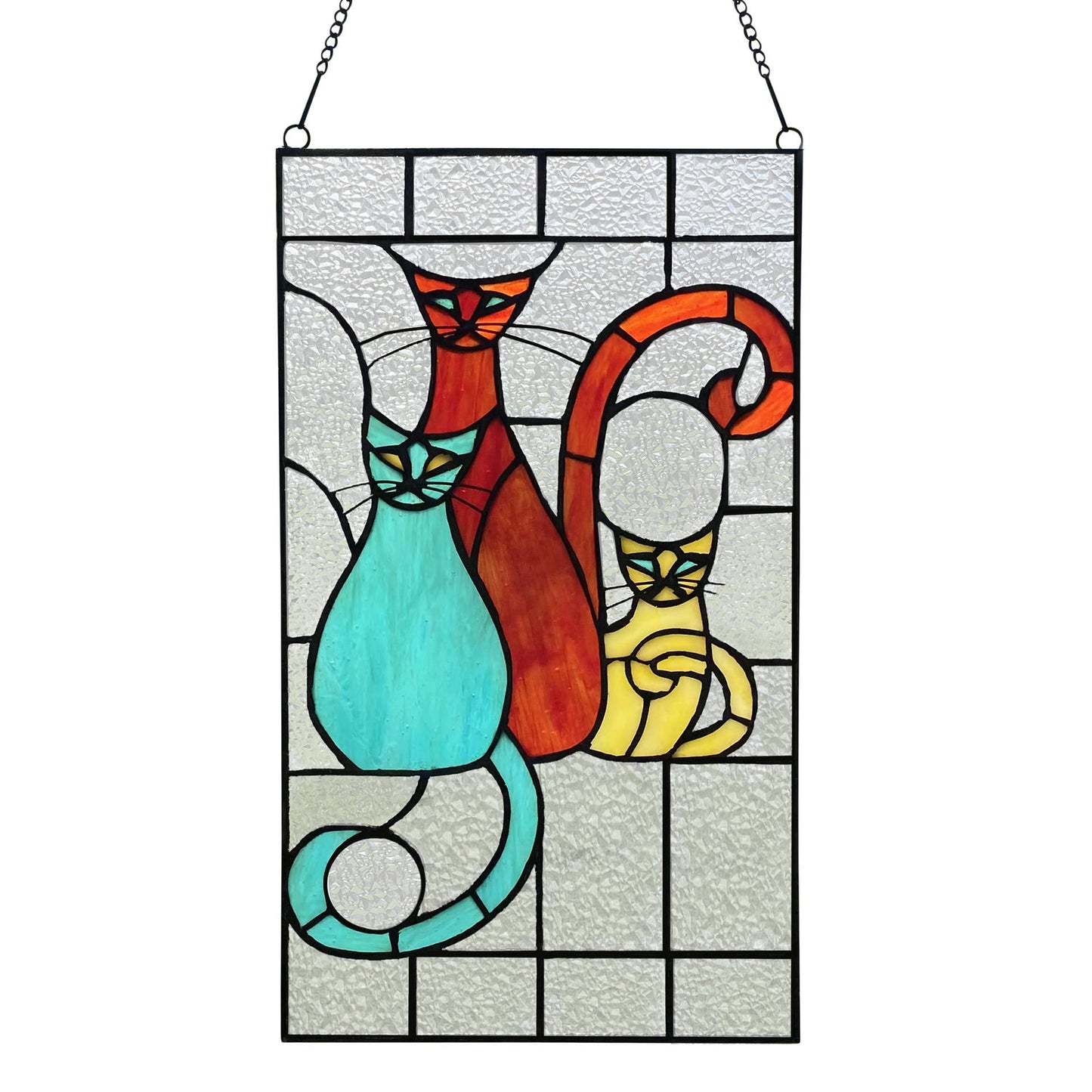 Coy Cats Trio Multicolor Stain Glass Window