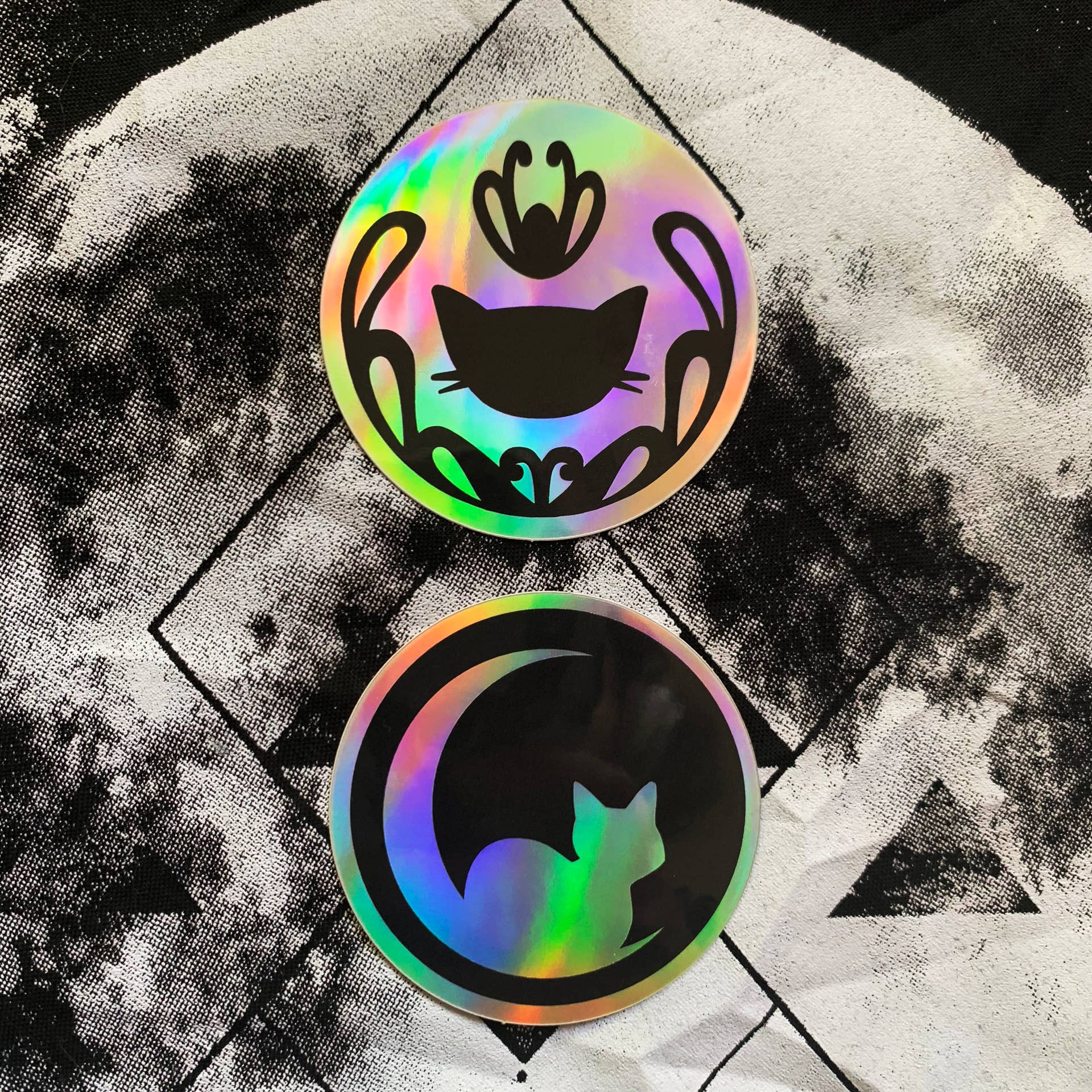 Holographic Spirit Cat Stickers - Set of 2