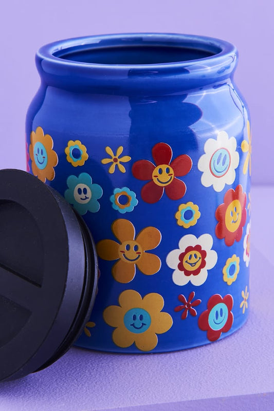 Retro Happy Flowers Stash Jar