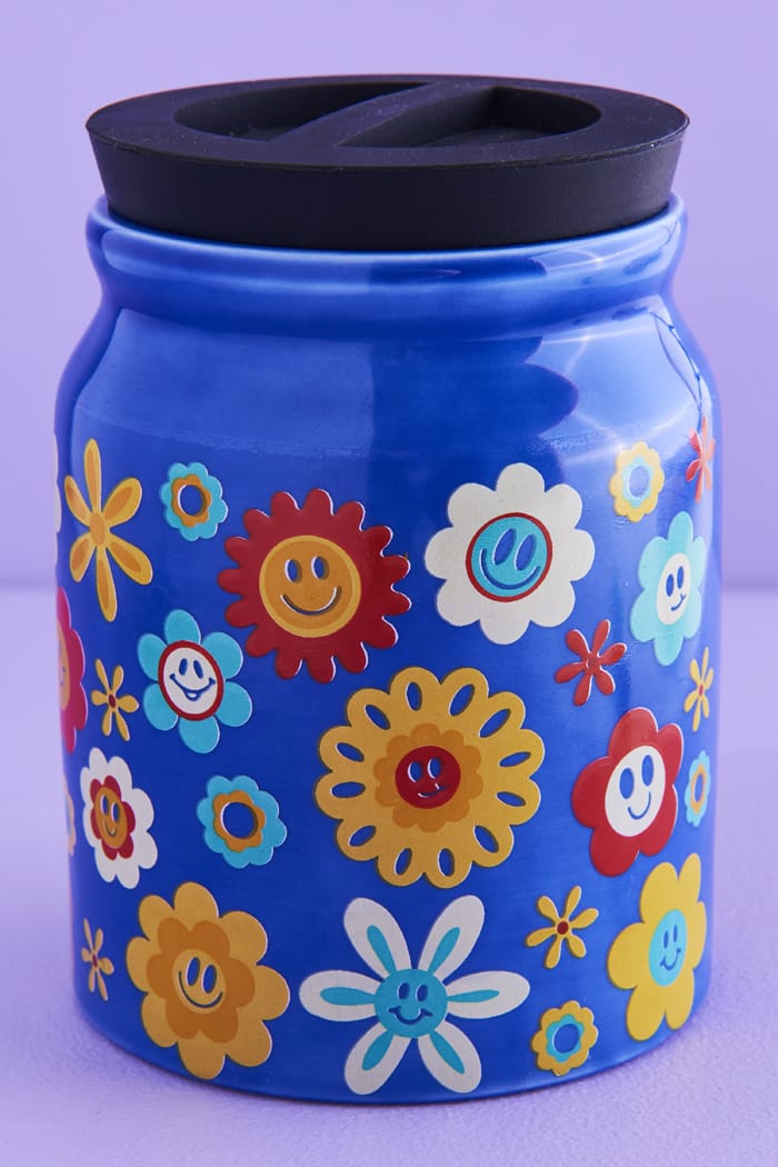 Retro Happy Flowers Stash Jar