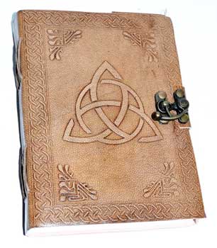 Triquetra Blonde Leather Journal with Latch 5 x 7 - Tree Of Life Shoppe